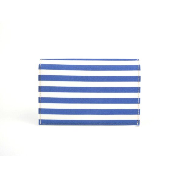 Dooney & Bourke Blue & White Stripe Canvas Envelope Clutch Wallet - Picture 3 of 9